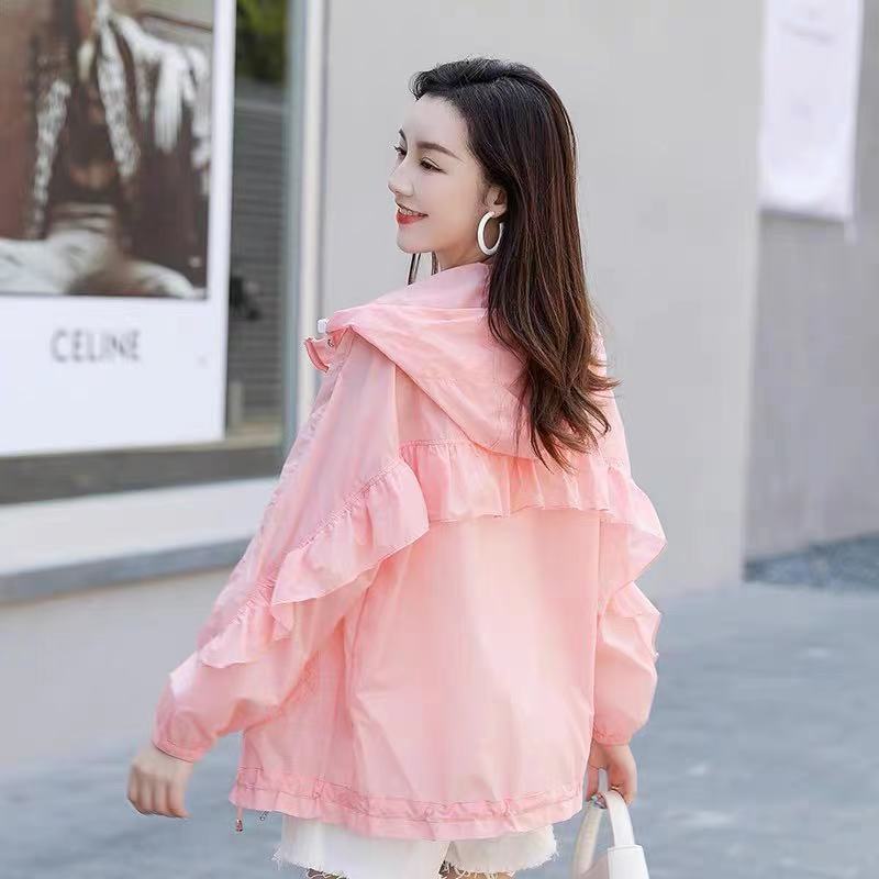 Sun protection clothing for women  new summer Korean version loose large size breathable thin long-sleeved short coat women's trendy ins spring