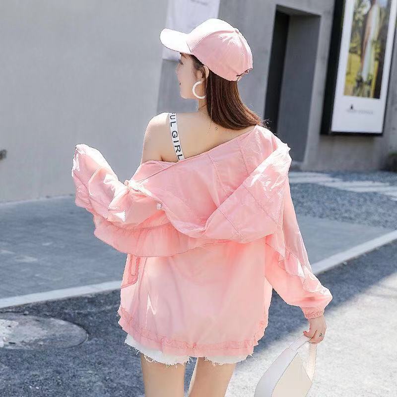 Sun protection clothing for women  new summer Korean version loose large size breathable thin long-sleeved short coat women's trendy ins spring