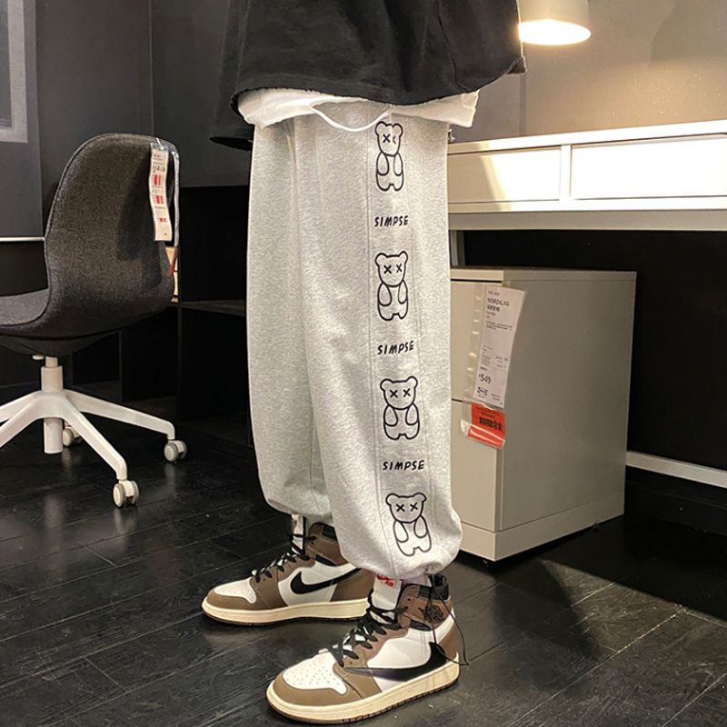 Pants men's trendy brand ins summer sweatpants loose loose sports pants Korean version of the trend all-match casual thin section nine points