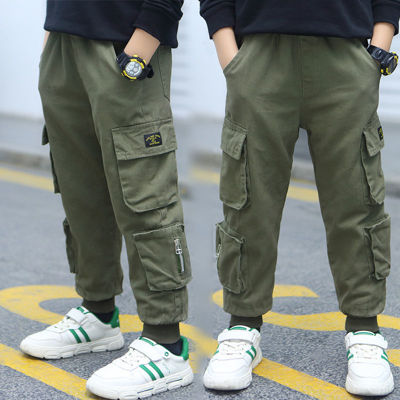 Boys' trousers are handsome and fashionable in  new trend big children's spring and autumn fashion all-match children's overalls