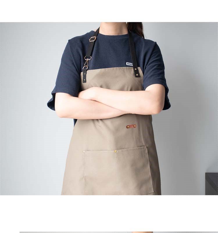 围裙网红服务员女奶茶同款男工作服家用咖啡防水帆布定制LOGO印字