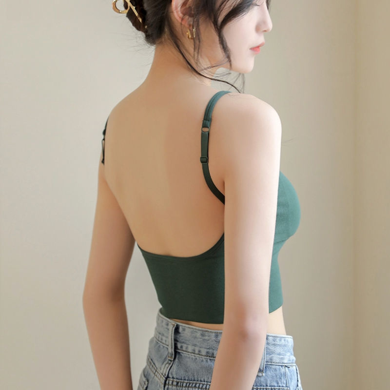 Tube top underwear women's new bra women's gathered beautiful back bra can be worn outside one word shoulder strap bottoming vest