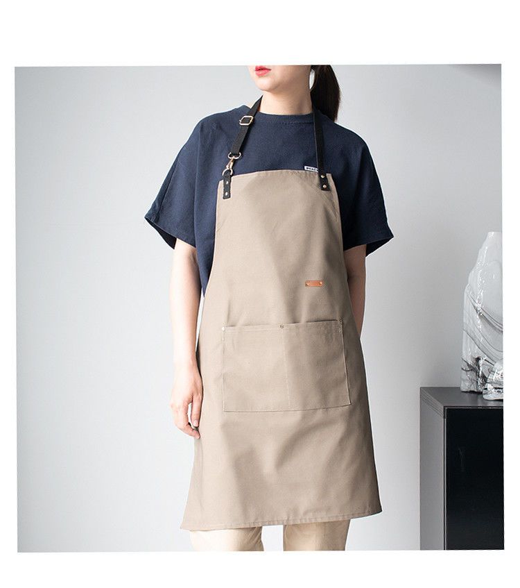 围裙网红服务员女奶茶同款男工作服家用咖啡防水帆布定制LOGO印字