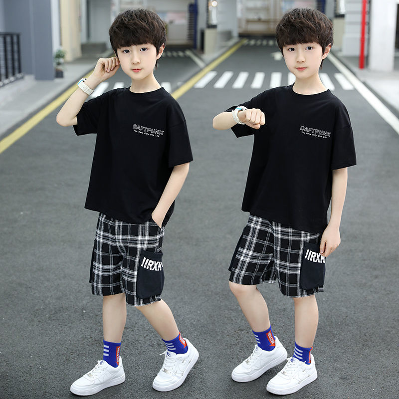 童装男童夏装套装新款韩版洋气儿童短袖两件套中大童帅气潮