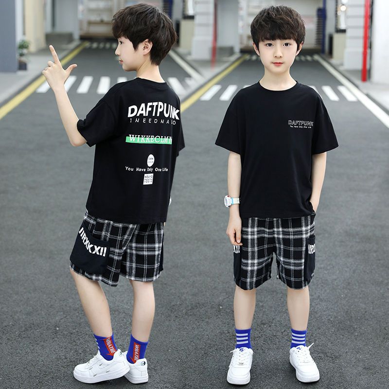 童装男童夏装套装新款韩版洋气儿童短袖两件套中大童帅气潮