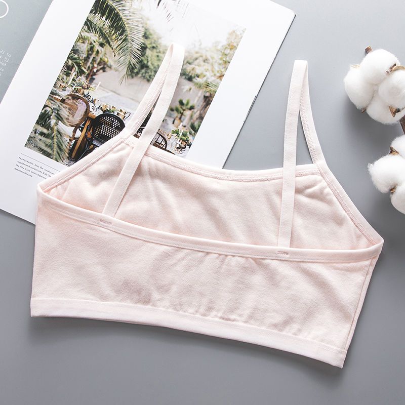 4 pieces of double-layer pure cotton primary school girls development period underwear 8-10-12-14 years old strapless girl tube top vest