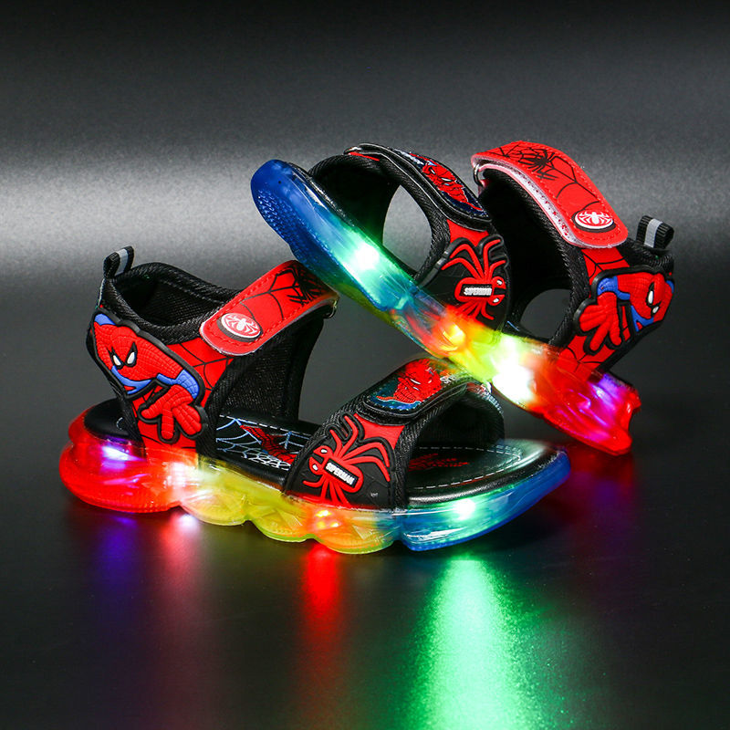 Ultraman Spiderman boy sandals with light 2021 summer new non-slip soft bottom children's sandals for children