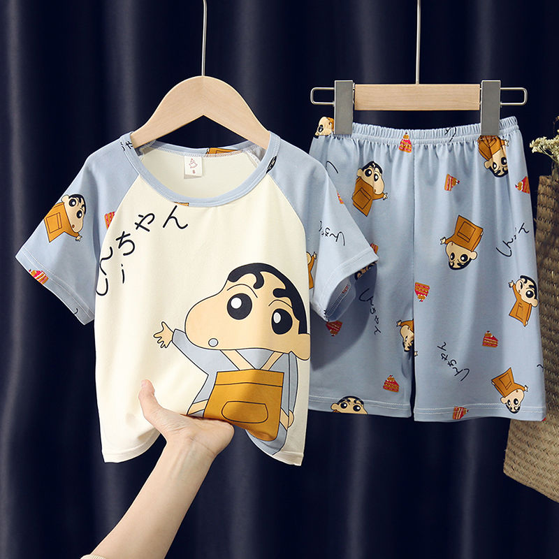 Summer children's pajamas, boys' girls' baby thin short sleeve home clothes, boys' children's cartoon air conditioning suit set