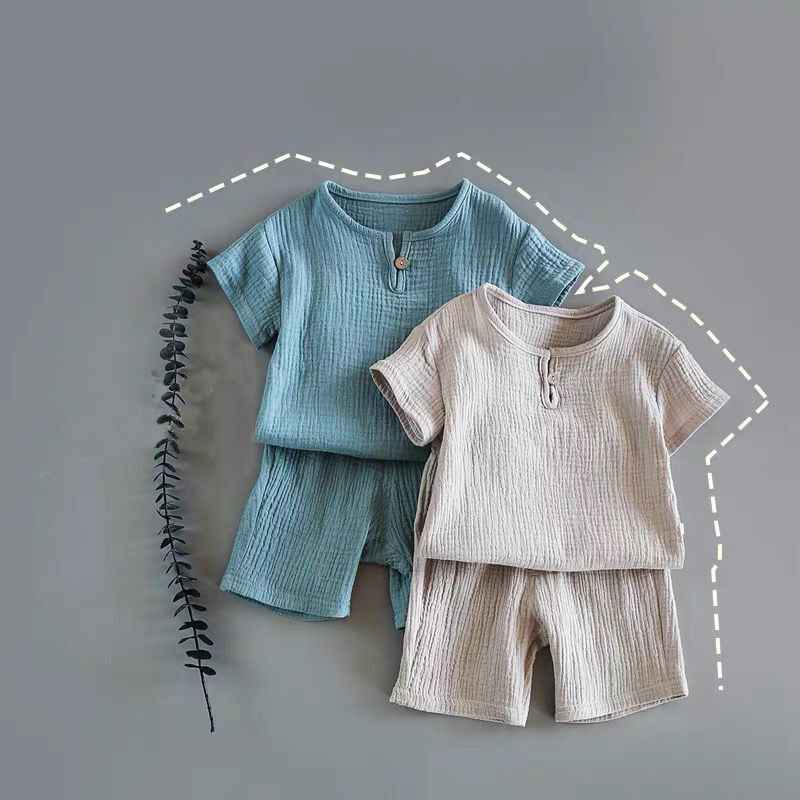 童装男童女宝宝短袖夏装套装纯棉睡衣服2021新款儿童上衣夏季T恤
