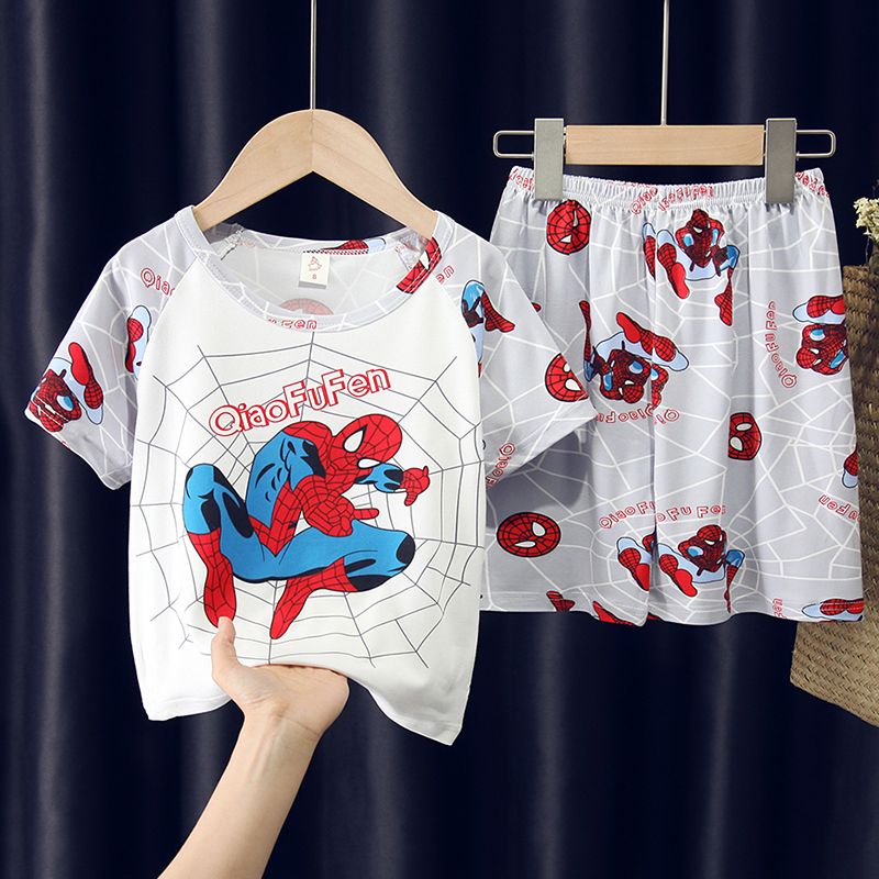 Summer children's pajamas, boys' girls' baby thin short sleeve home clothes, boys' children's cartoon air conditioning suit set