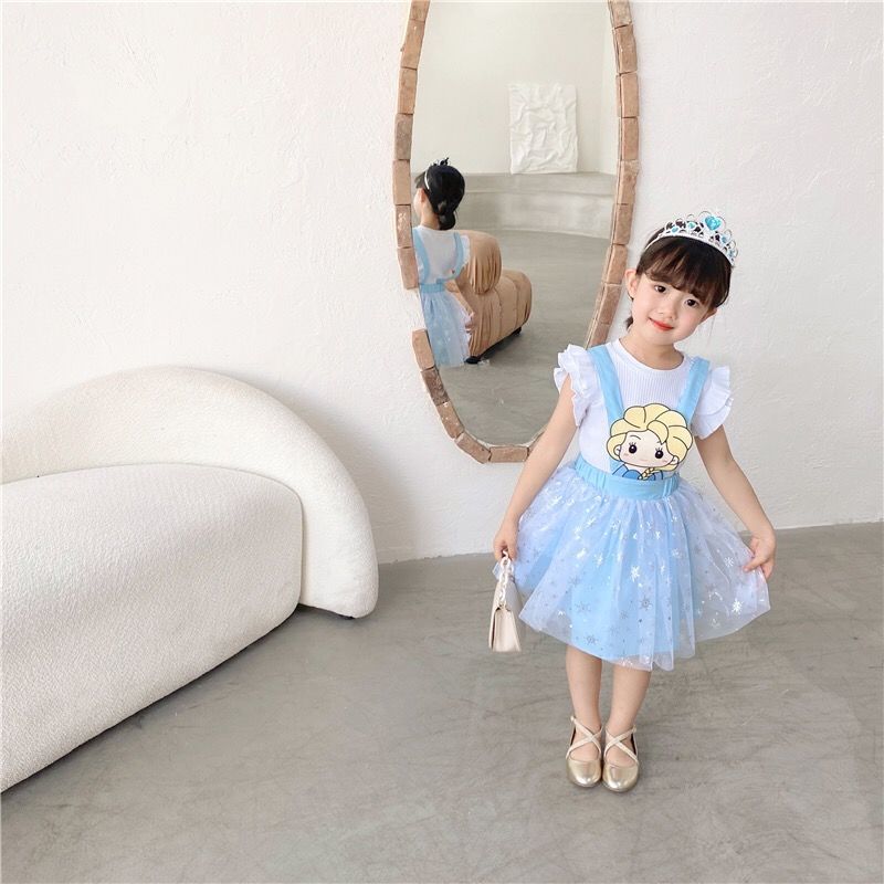  spring and summer children's suspender skirt fluffy fairy tale princess skirt girls Korean version of mesh dress suit