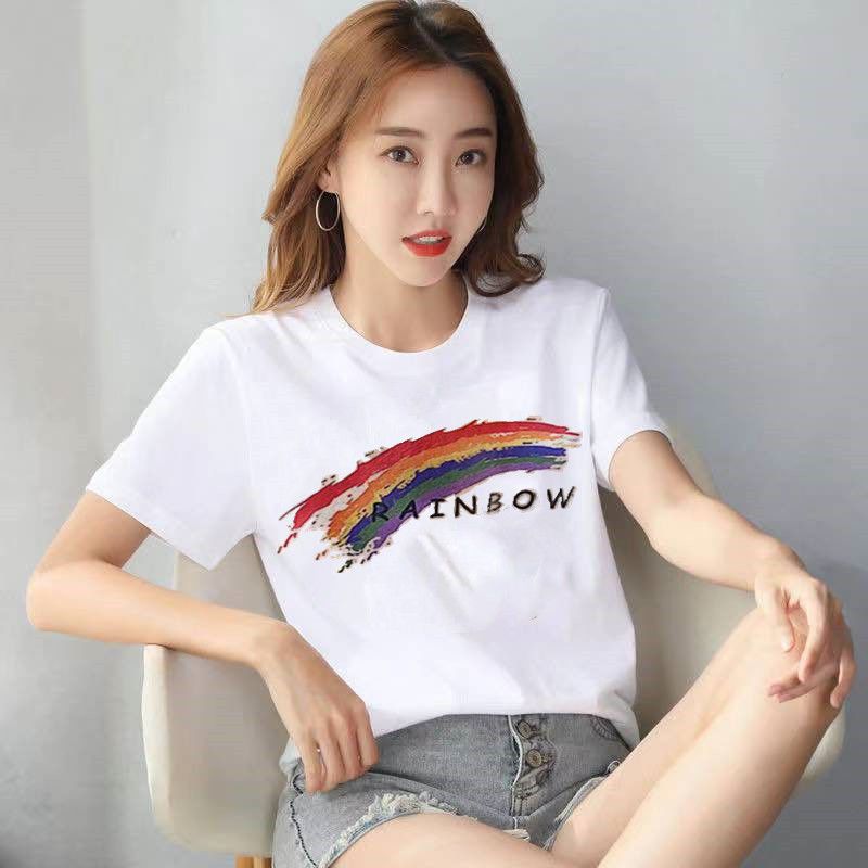 54283-纯棉女士短袖t恤宽松女T纯棉百搭印花女T恤半袖女上衣-详情图