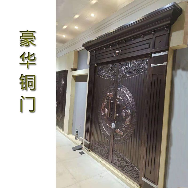 铜门别墅大门外铜内木新款现代奢华对开铜门不锈钢镀真铜大门