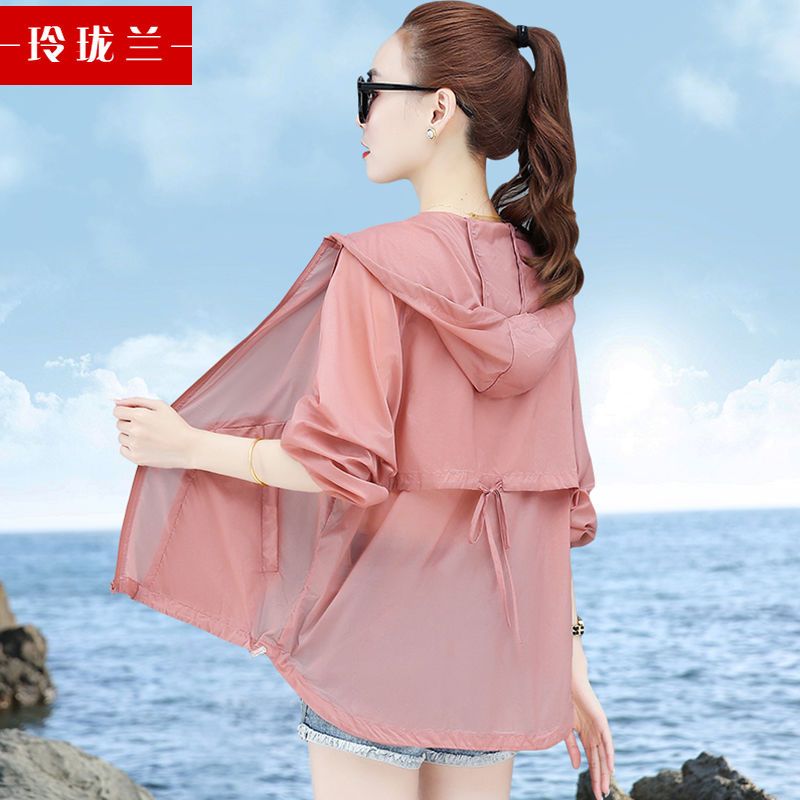 Sunscreen clothing women's short style 2023 summer new Korean version loose thin section breathable long-sleeved hooded outdoor sunscreen clothing