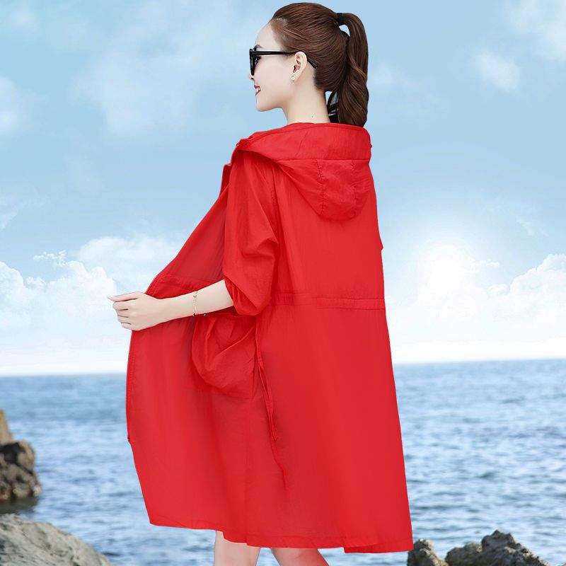 2023 summer new sun protection clothing women's mid-length thin coat over the knee all-match sun protection clothing western fairy sun protection shirt