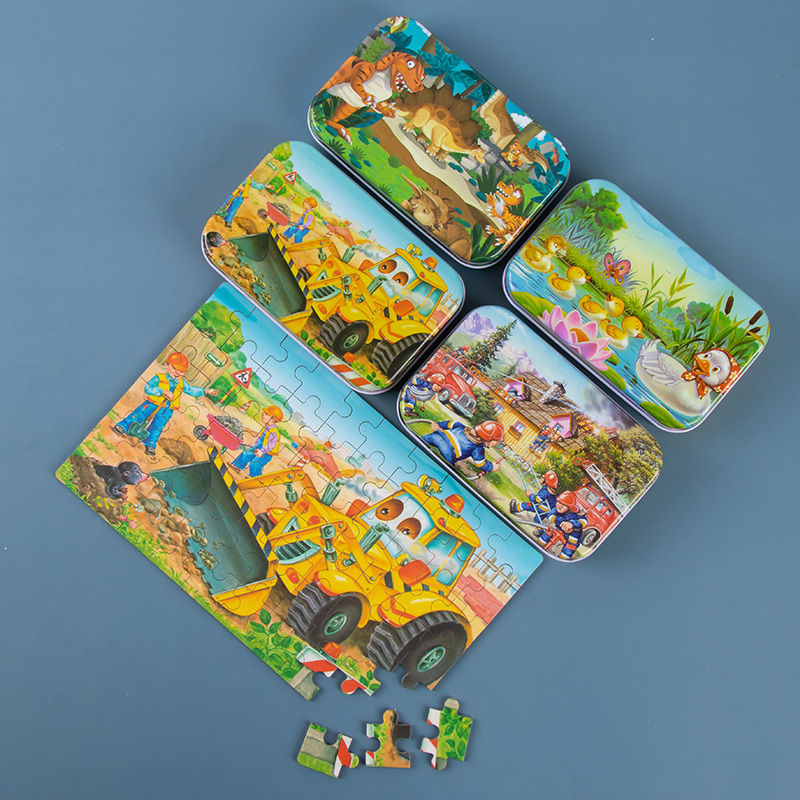 三格田早教60片拼图盒装幼儿童益智玩具木制拼图卡通男孩女孩