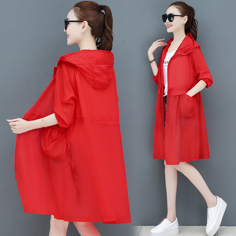 2023 summer new sun protection clothing women's mid-length thin coat over the knee all-match sun protection clothing western fairy sun protection shirt