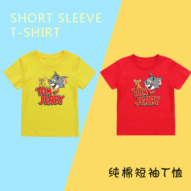 貓和老鼠女童夏裝短袖T恤上衣純棉童裝男寶寶衣服卡通夏季新款ins