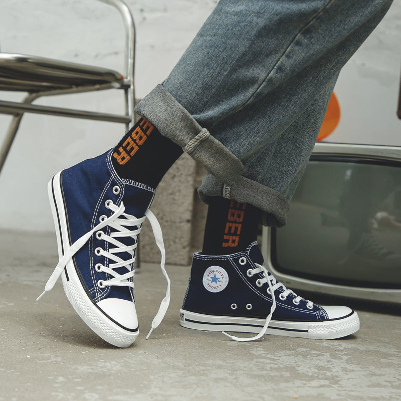 High-top canvas shoes men's Korean version trend 2021 spring and autumn couple Harajuku ulzzang retro all-match student women's shoes