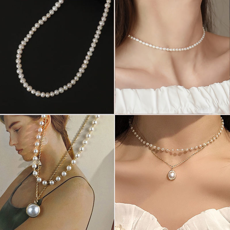 小众设计巴洛克珍珠项链复古宫廷风法式少女水滴闪钻珍珠项链