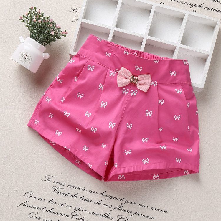 Pure cotton girls' shorts 100% cotton summer shorts for outerwear all-match foreign style loose thin section little girl summer shorts
