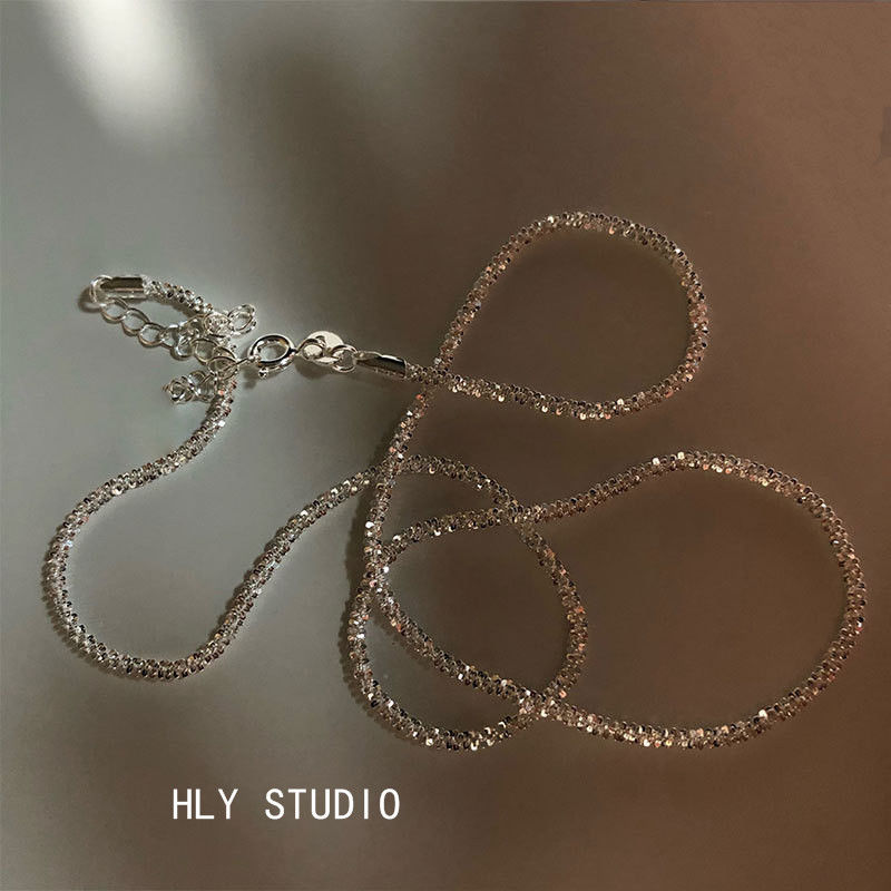 Sparkling glitter plain chain naked chain simple personality niche light luxury temperament women's necklace 2021 new accessories