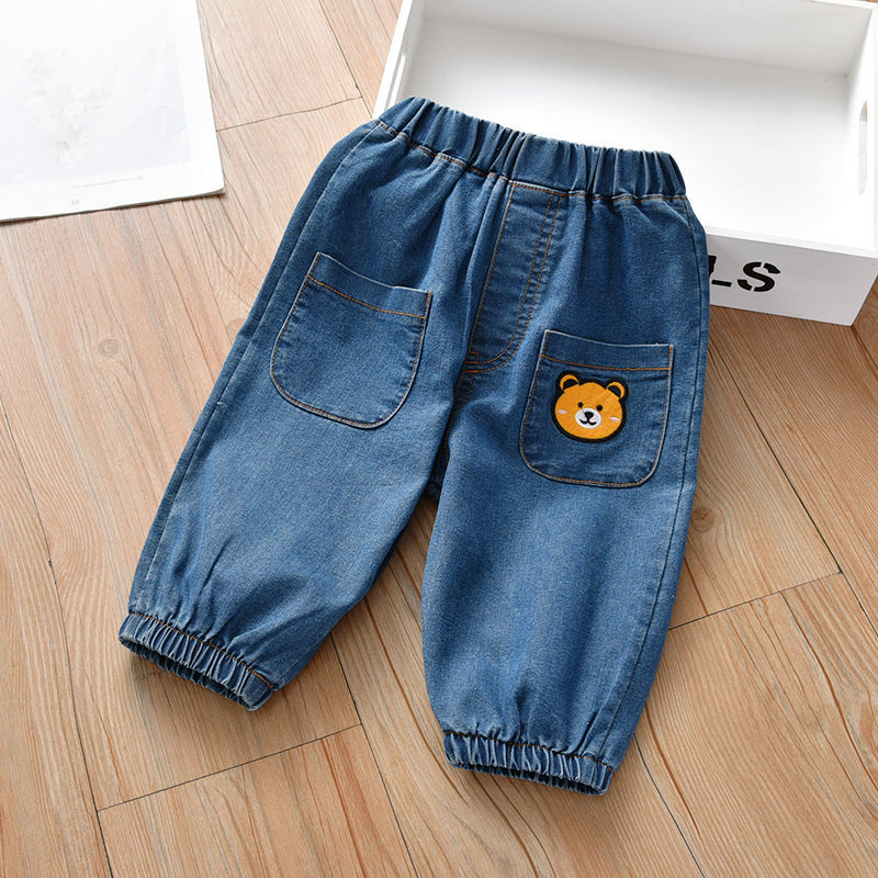 Girls' denim cropped pants summer boys baby thin pants children's casual middle pants children's outerwear loose shorts