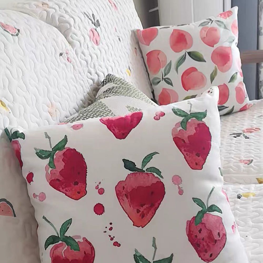 Pernă de pat cu pernă de dormitor pentru canapea de vară cu model de piersică, roz căpșună și fată drăguță, inimă_voghion.com