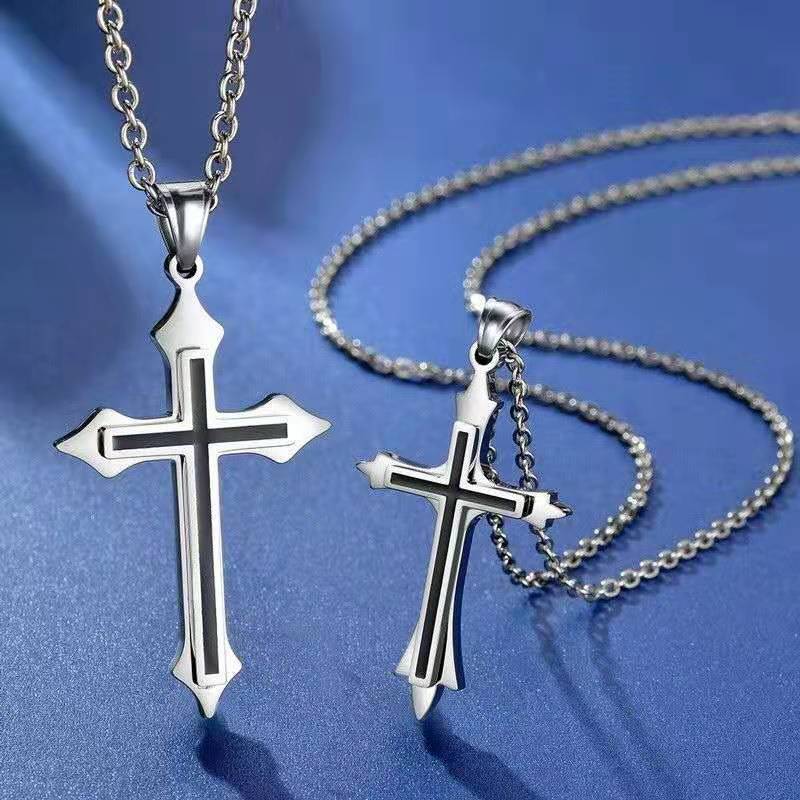ins韩版时尚十字架项链不掉色潮男女生同款吊坠礼物个性百搭配饰【3月