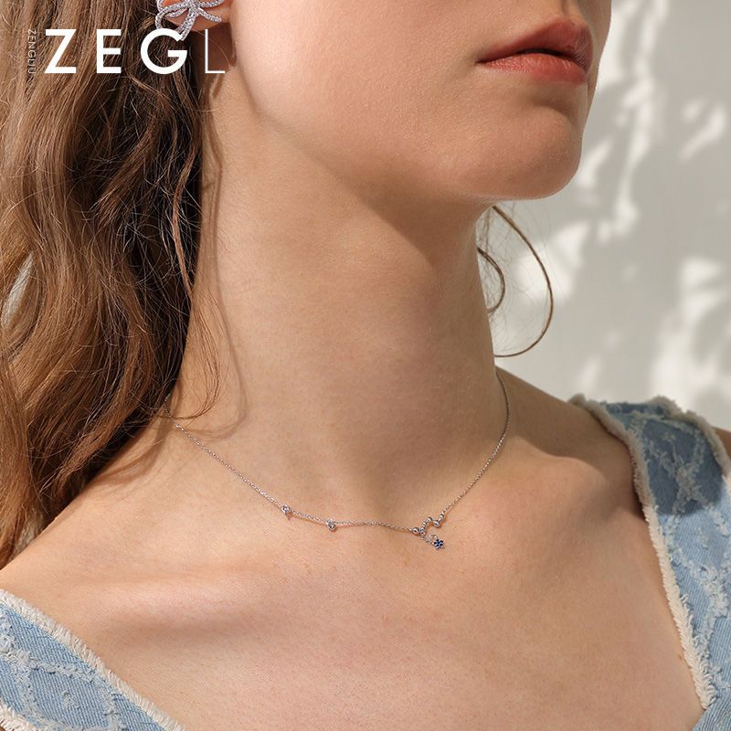 75837-ZEGL925银星星项链女气质锁骨链简约网红颈链脖子饰品生日礼物-详情图
