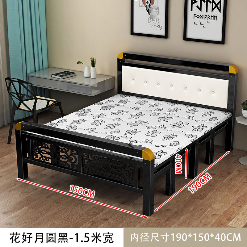 Foldable bed Four fold machine Single person Double bed Wooden bed Iron bed simple and easy noon break Portable Hard board bed Lunch break bed