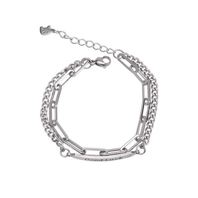 Goodluck lucky letter Bracelet female fashion niche fashion creative personalized girlfriends stitched double-layer Chain Bracelet