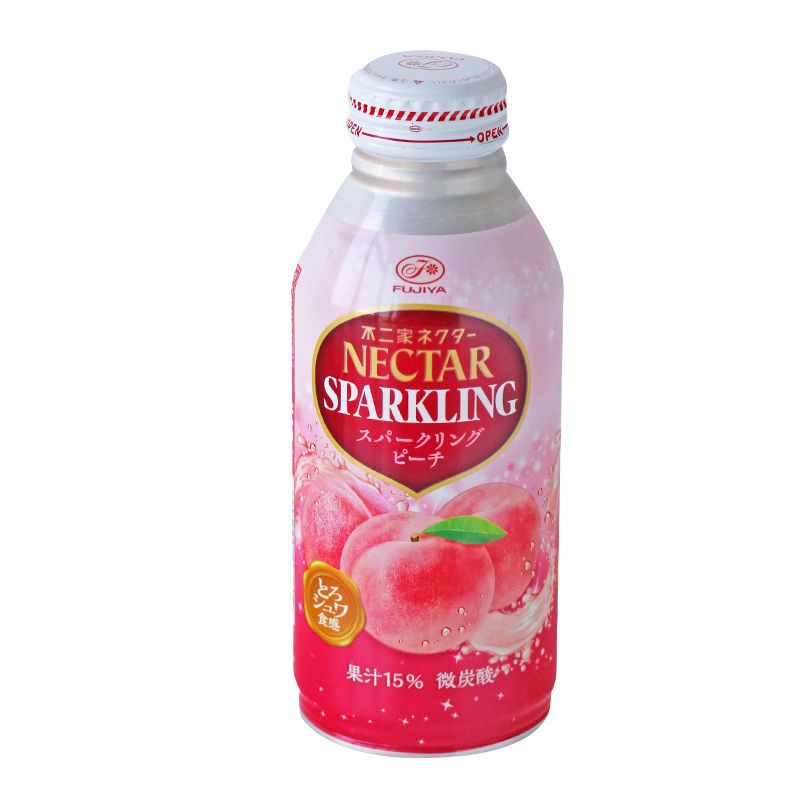 日本进口饮料不二家nectar水蜜桃果肉白桃汁果汁380ml 24瓶整箱装 虎窝拼