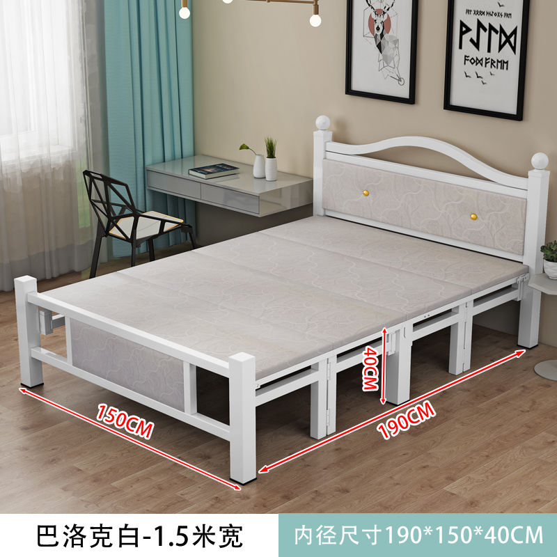 Foldable bed Four fold machine Single person Double bed Wooden bed Iron bed simple and easy noon break Portable Hard board bed Lunch break bed