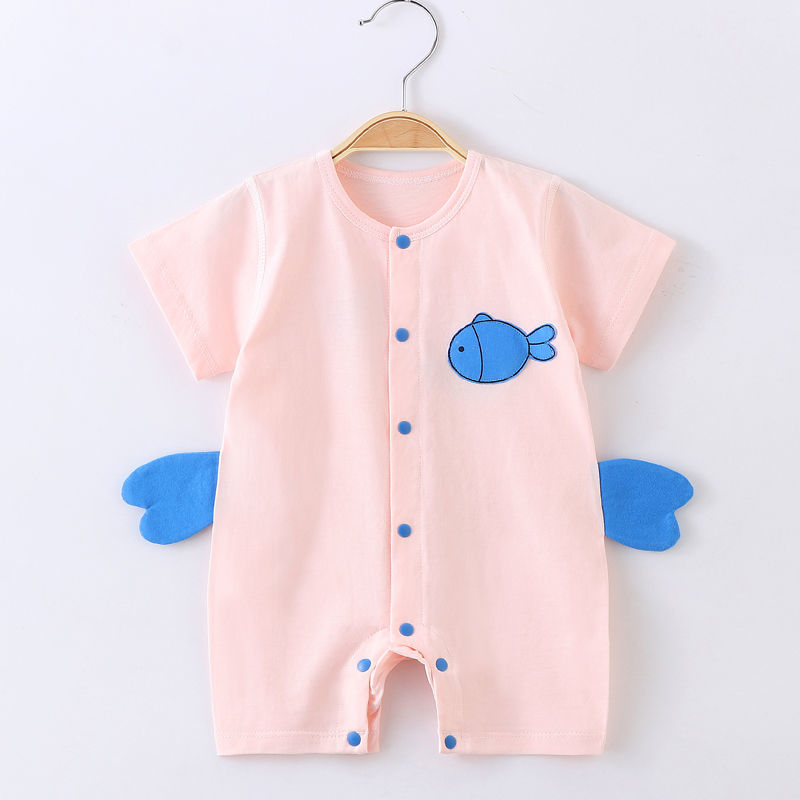 Summer newborn clothes cotton gauze short-sleeved romper baby half-sleeved kimono baby short-sleeved Siamese clothes