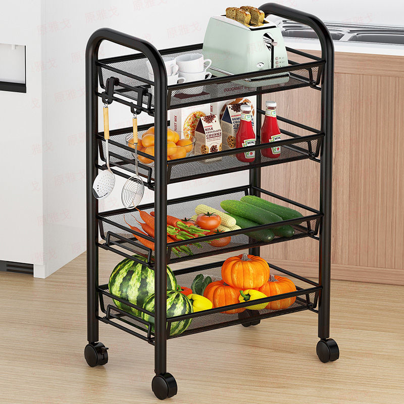 厨房置物架小推车可移动带轮落地多层夹缝卧室储物收纳架菜篮子