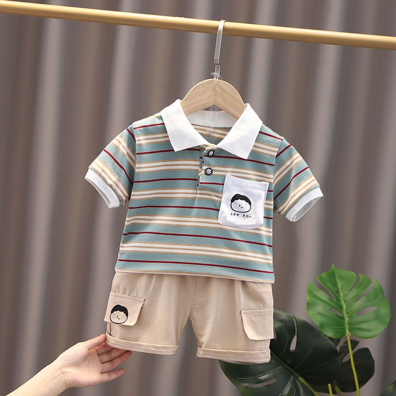 男宝宝短袖套装01-2-3-4岁男童夏款短袖韩版短裤儿童夏装两件套潮