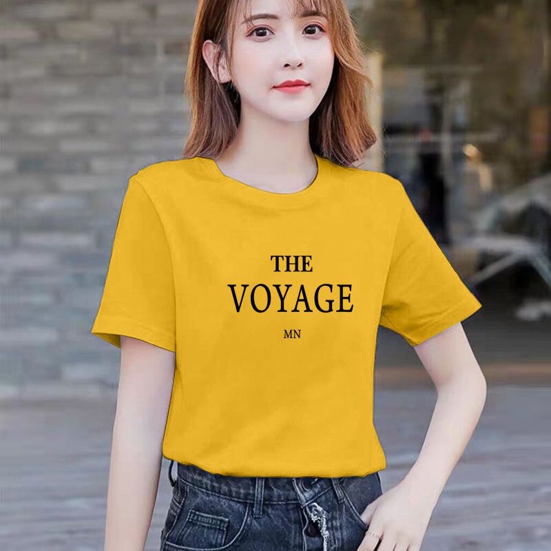 100% cotton short-sleeved t-shirt women's summer new large size loose top bottoming shirt