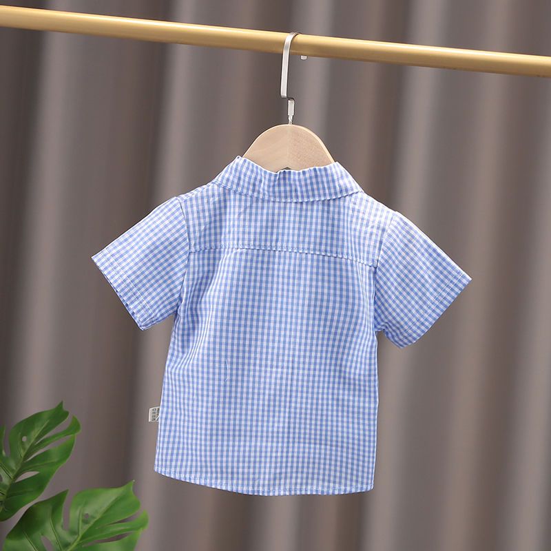 Boys' short-sleeved shirt cotton children's baby cotton half-sleeved shirt baby cartoon top thin section summer