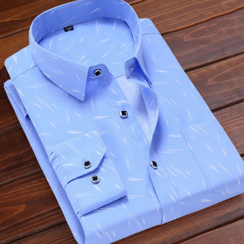 Spring / summer 2022 new men's shirt men's long sleeve shirt men's business solid color printed clothes men's 1/2pcs