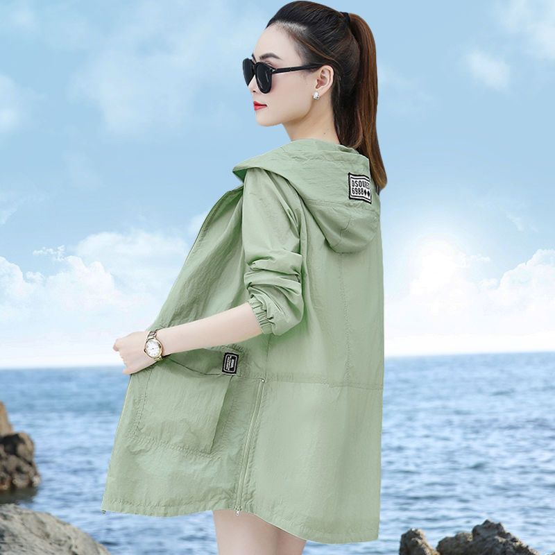Sunscreen clothing women's mid-length 2023 summer new Korean version loose large size sunscreen clothing casual all-match thin jacket