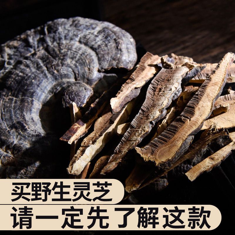 正品正宗吉林长白山纯野生灵芝500g特级干灵芝片食用灵芝切片50g
