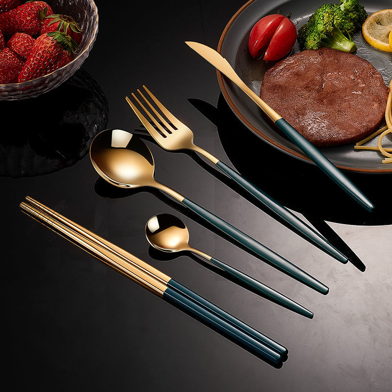 北欧ins家用西餐具套装刀叉勺三件套不锈钢牛排刀叉勺子筷子餐具