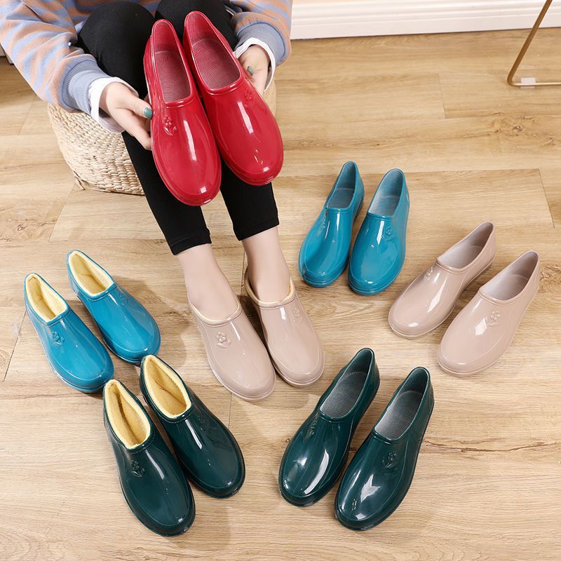 New rain boots for women in all seasons, spring and autumn, ingot short-tube fashionable water shoes, waterproof, non-slip, cotton-warm kitchen work shoes