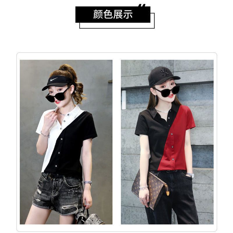 Shirts for women  new summer style Hong Kong style versatile white short-sleeved slim design niche shirt tops