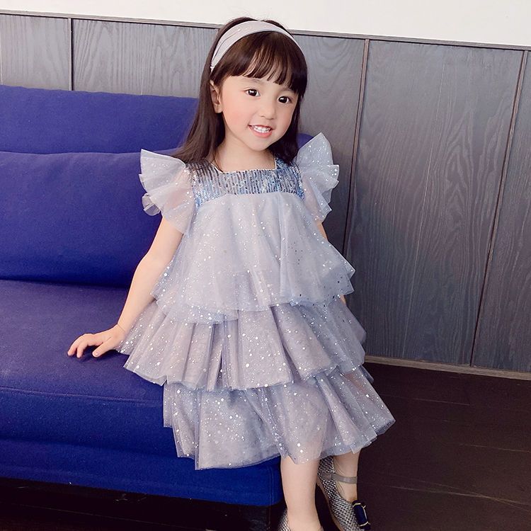 Girls dress summer 2022ins Korean version of children's cake skirt girls mesh princess skirt foreign style children's skirt