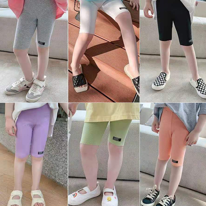 2023新款兒童夏裝薄款騎行褲寶寶洋氣褲子防走光女童中小童五分褲