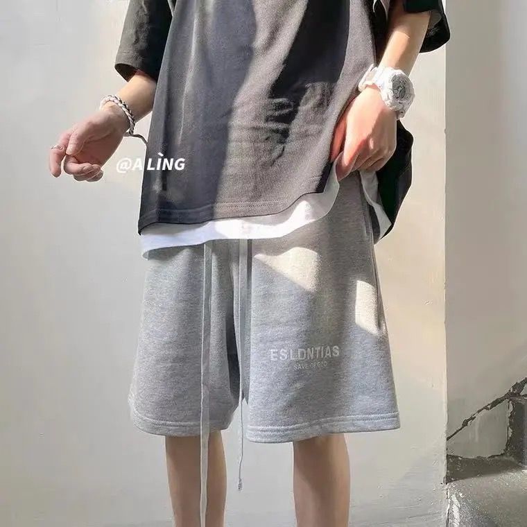 港風夏季百搭潮流休閒短褲男ins字母寬鬆闊腿顯瘦運動外穿五分褲