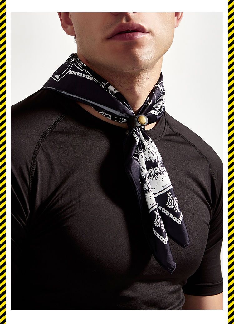 Foulard homme fleur de cajou design de mode crâne carré tendance Hip hop foulard de danse de rue foulard en soie femme_voghion.com