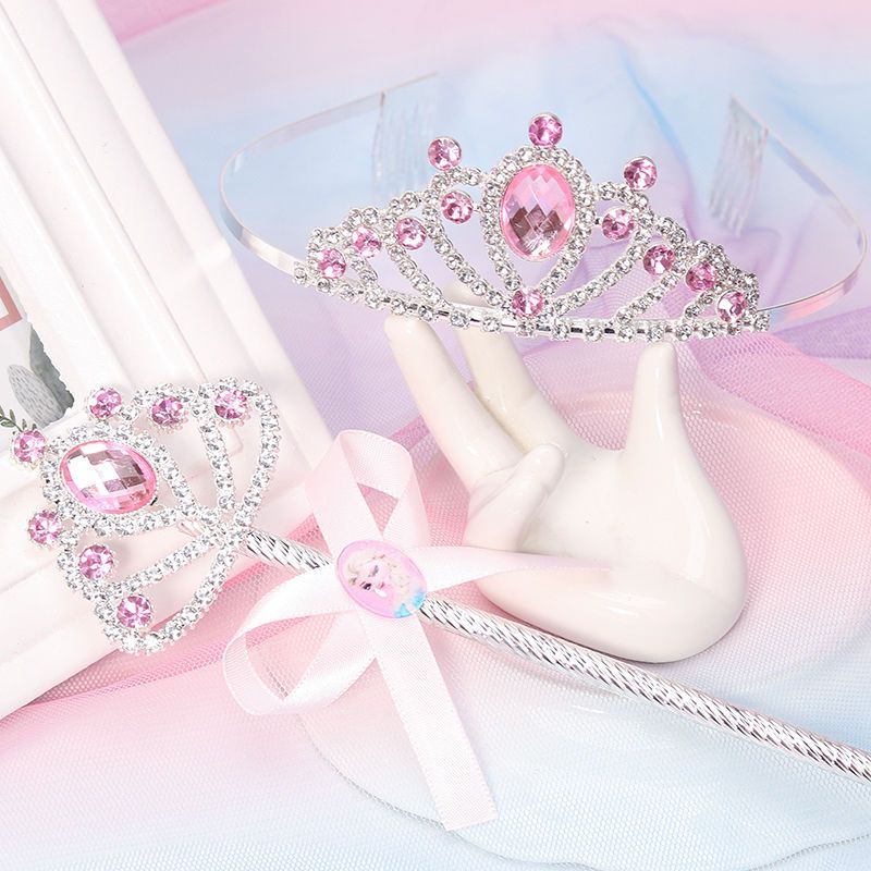 Crown Tiara Children's Frozen Magic Wand Hair Accessories Set Elsa Princess Crown Necklace Girls Jewelry Box